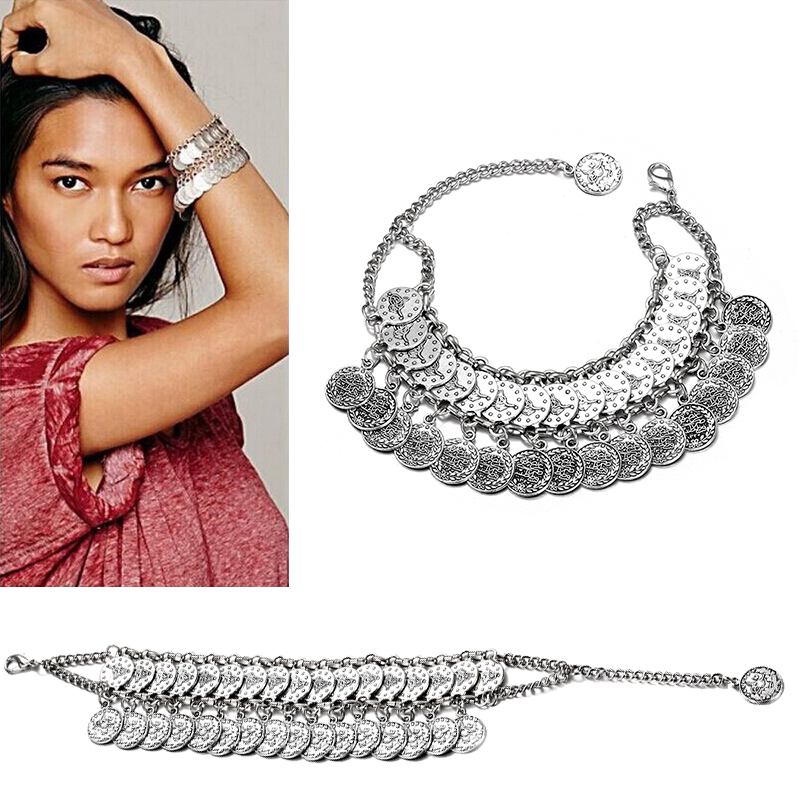 Vintage Collectible Coins - Rantai buatan tangan etnik Boho gelang