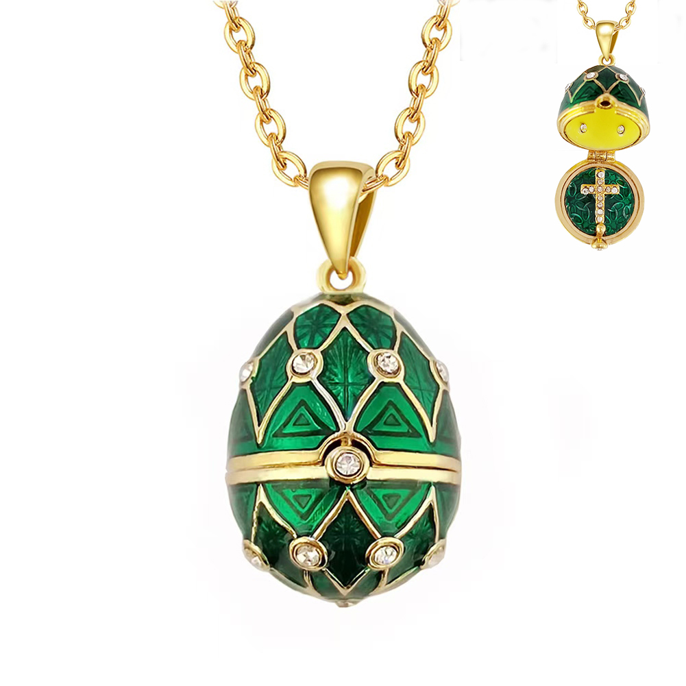 Vintage Collectible Jewelry - Enamel Faberge liontin telur Paskah kalung