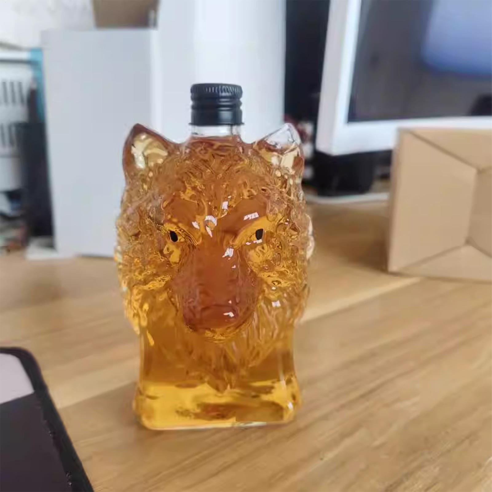 Vintage Collectible Glass - Botol Wiski Bentuk Serigala Cangkir Anggur