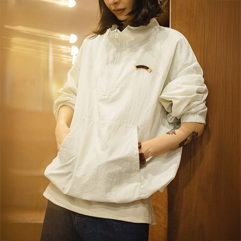 Vintage Zip Hoodie - Maden Jaket Pullover Kerah Berdiri Setengah