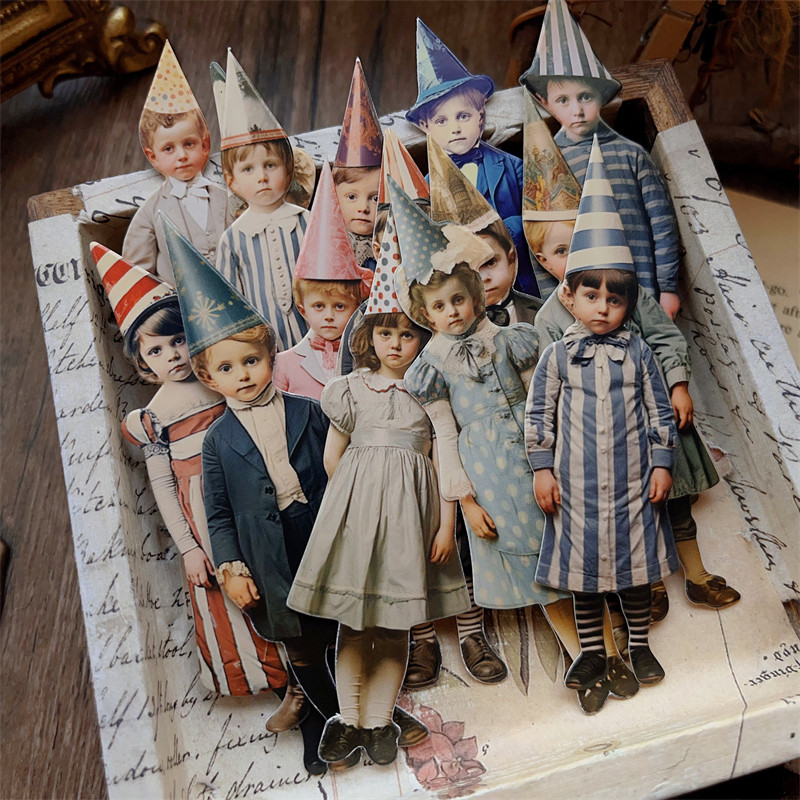 Vintage Collectible Dolls - 15Pcs Boneka Kertas Badut Vintage untuk