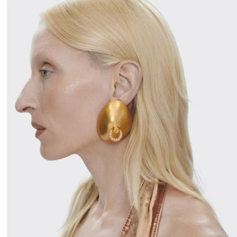 Vintage Collectible Jewelry - Anting Menjuntai Bulat Besar Berlapis Logam