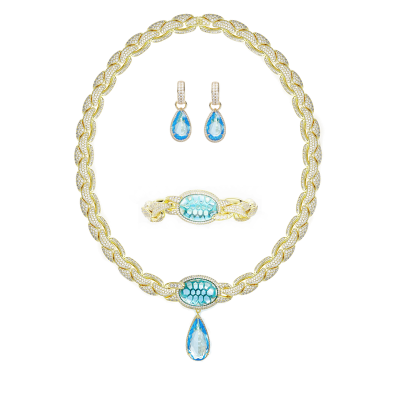 Vintage Collectible Jewelry - Set Perhiasan Wanita Model Desainer, Anting,