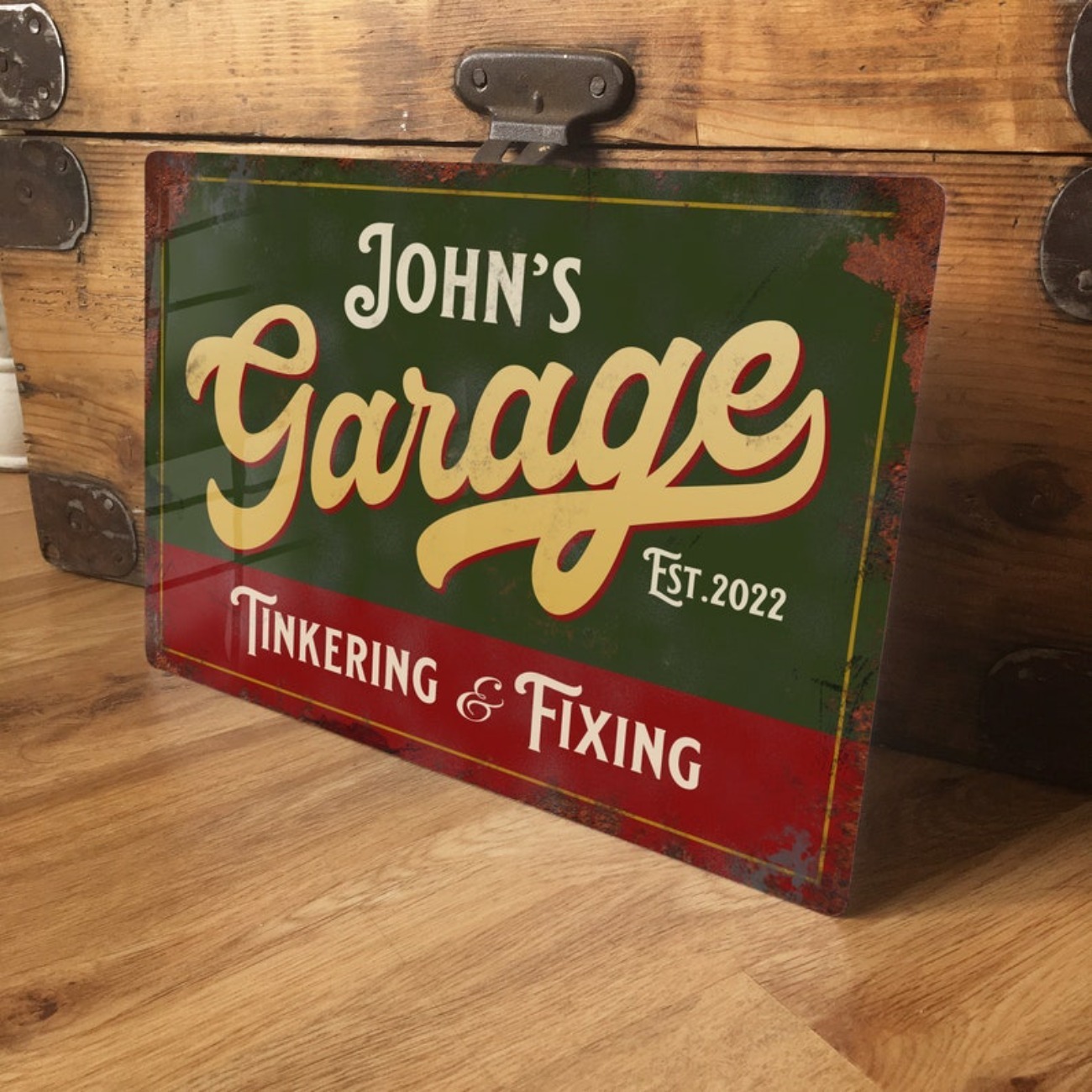 Vintage Collectible Plates - Papan Logam Garasi Kustom yang Dipersonalisasi