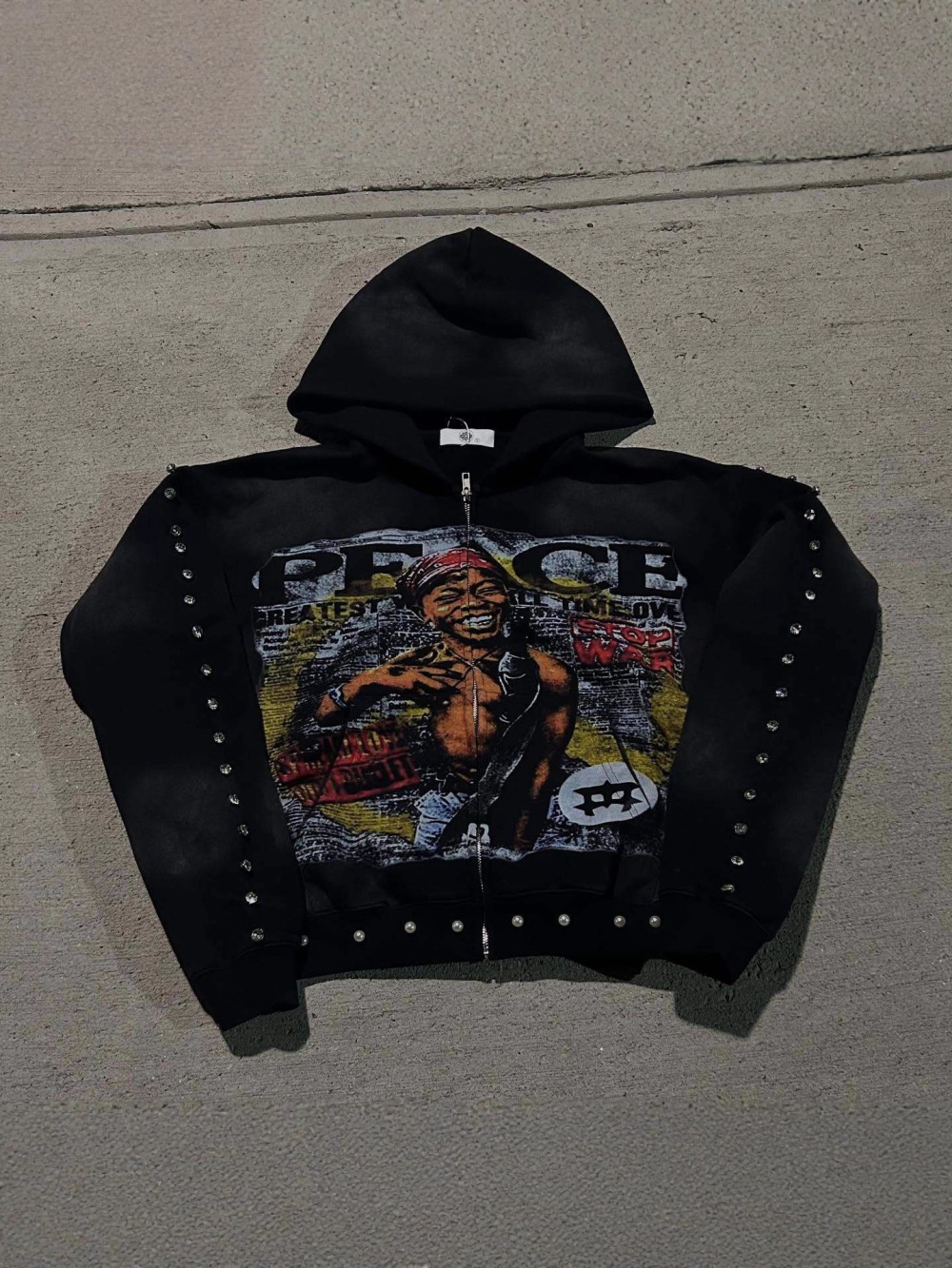 Hoodie longgar hip-hop Amerika - Vintage Zip Hoodie ulasan dan harga