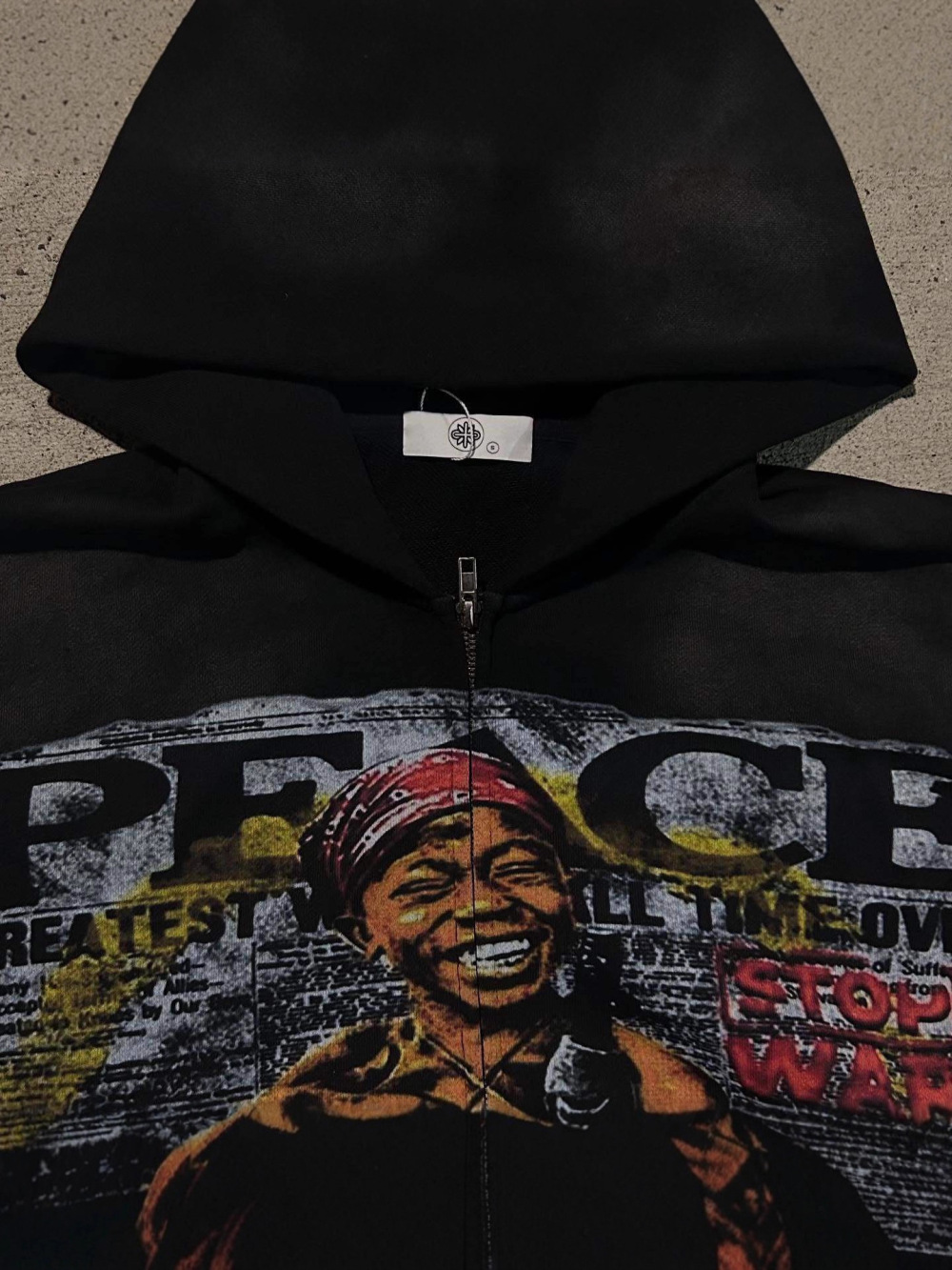Hoodie longgar hip-hop Amerika - Vintage Zip Hoodie ulasan dan harga