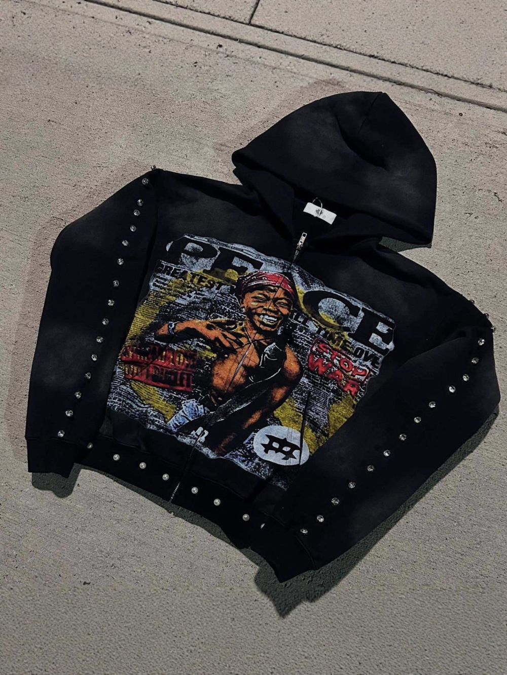 Hoodie longgar hip-hop Amerika - Vintage Zip Hoodie ulasan dan harga