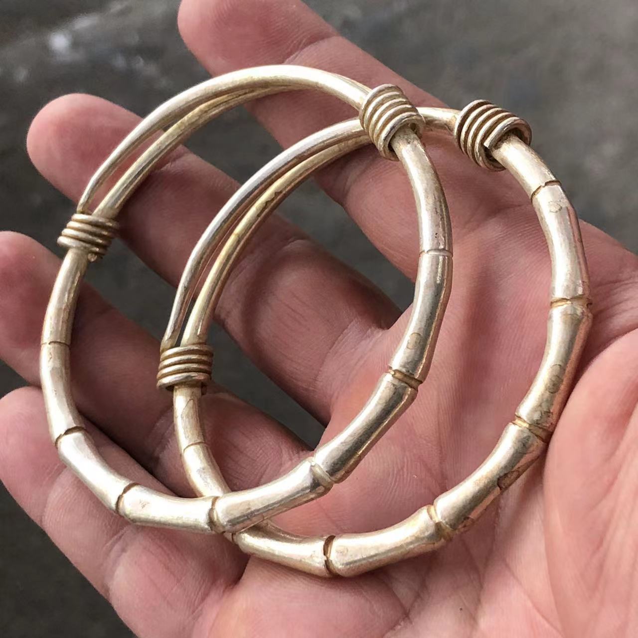 Gelang Terbuka Bambu Perak Ber - Vintage Collectible Jewelry ulasan dan harga
