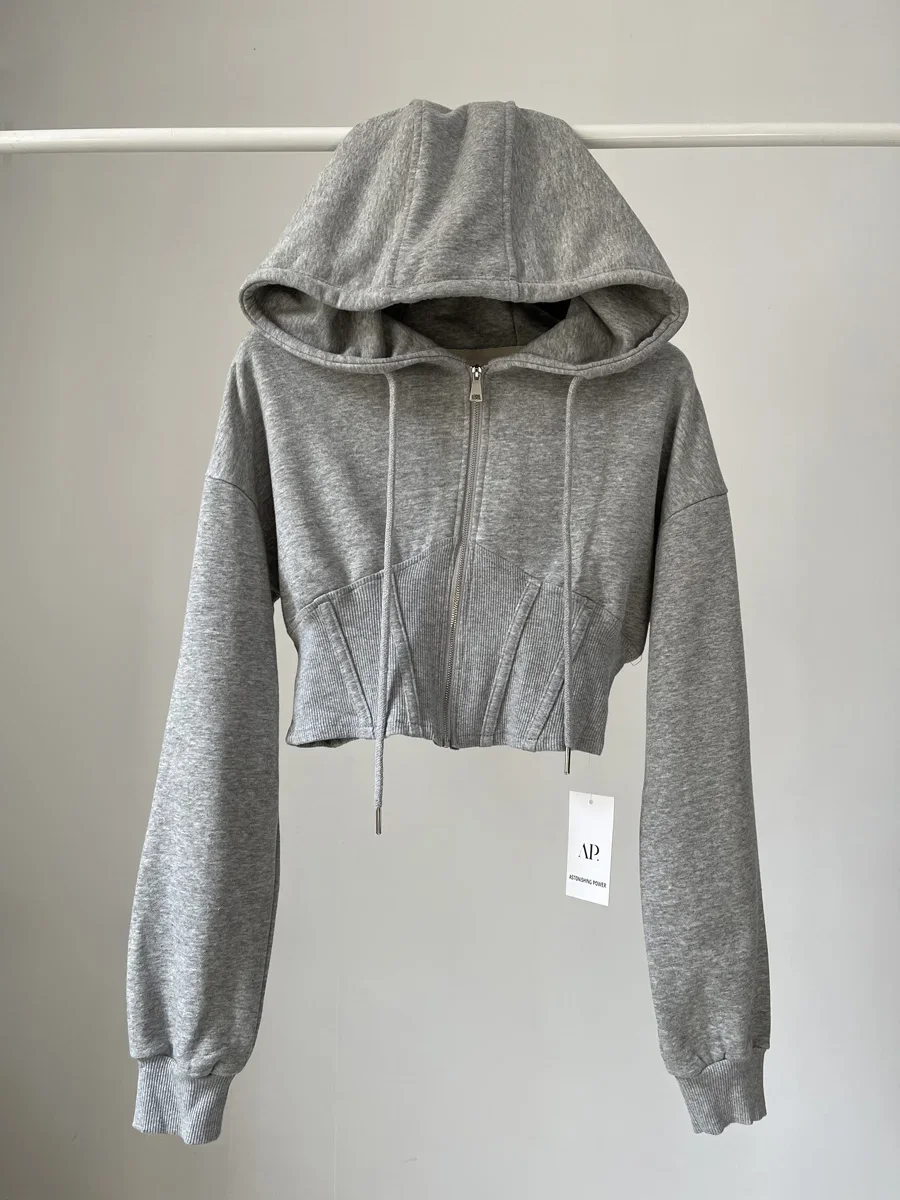 Crop top Fashion hoodie wanita - Vintage Zip Hoodie ulasan dan harga