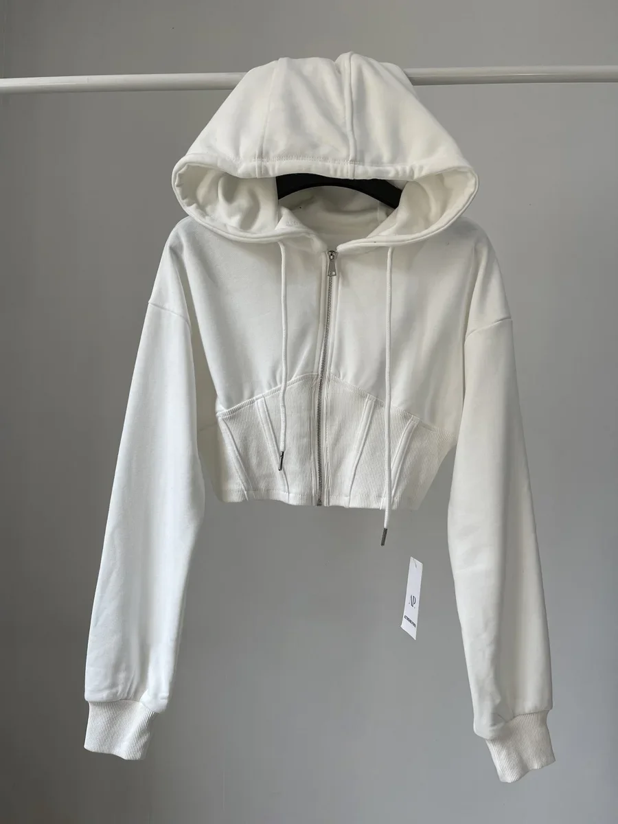 Crop top Fashion hoodie wanita - Vintage Zip Hoodie ulasan dan harga