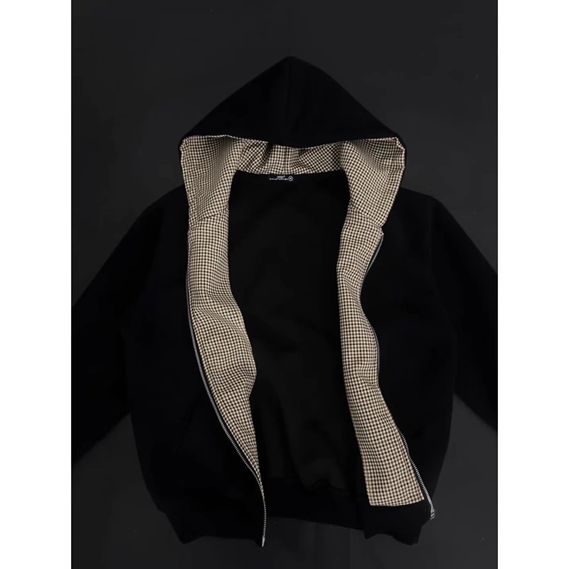 QICHE Jaket Hoodie Pria Gaya V - Vintage Zip Hoodie ulasan dan harga